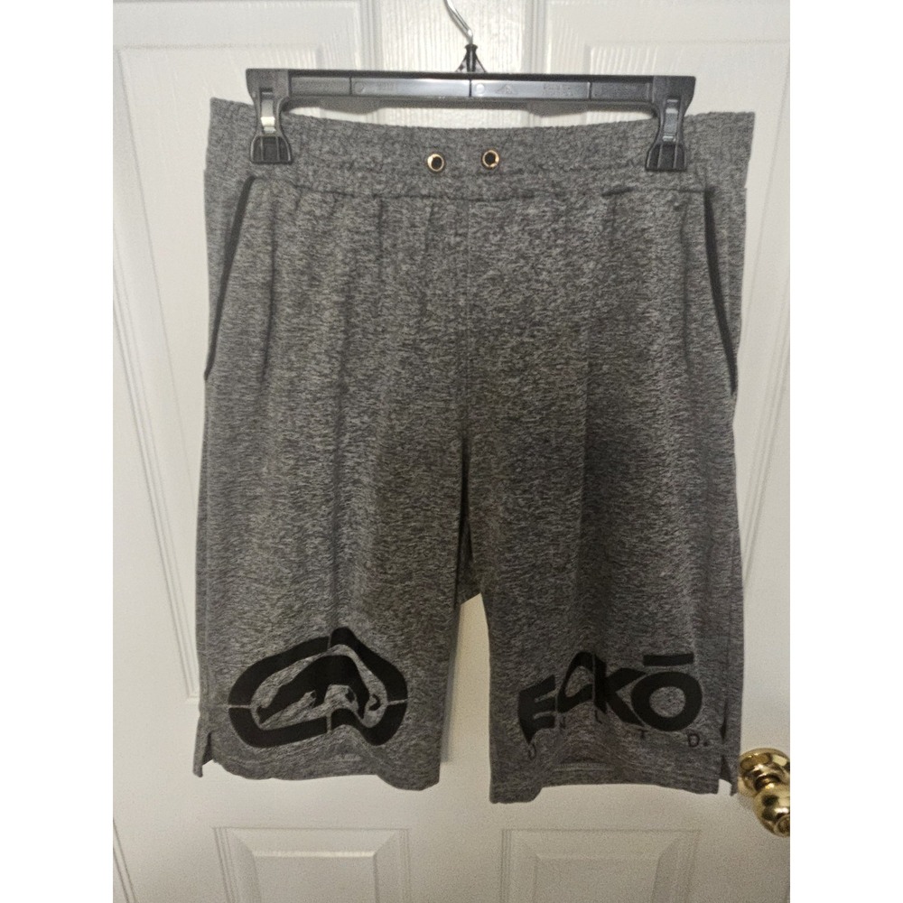 Ecko Unltd Small Shorts with Logo Drawstring Grey Pockets sweat shorts graphic